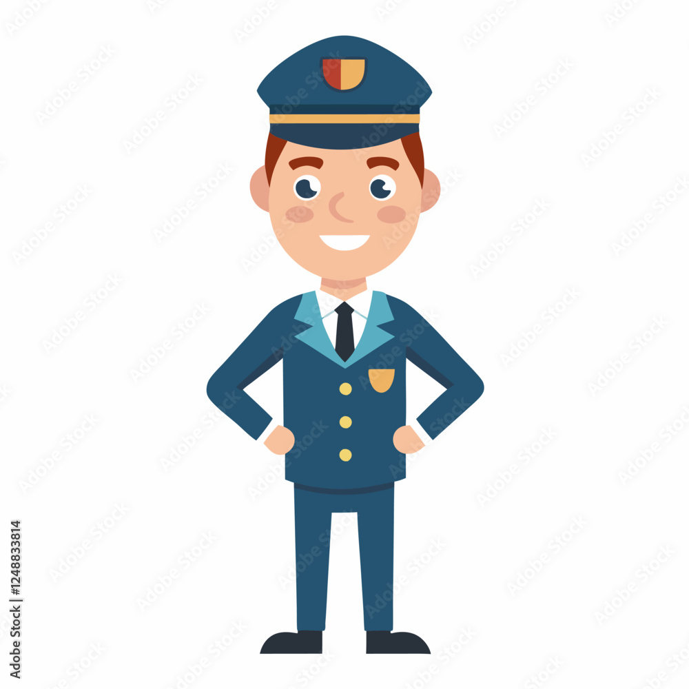 cartoon pilot in uniform . profession pilot. Isolated on white background.Front view .Vector illustration. cartoon pilot in uniform . profession pilot. Isolated on white background.Front view .Vector illustration.