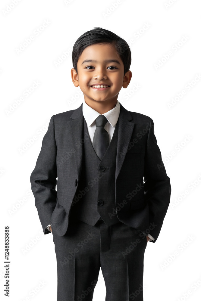 Child in Formal Dark Suit on Transparent Background Child in Formal Dark Suit on Transparent Background