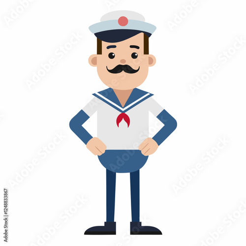  cartoon sailor in uniform. sailor profession . Isolated on white background.Vector illustration . 