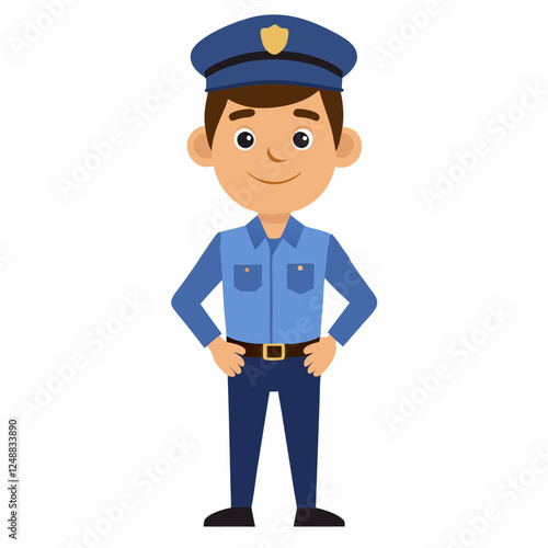  cartoon policeman in uniform.  profession policeman. Vector illustration  on white background