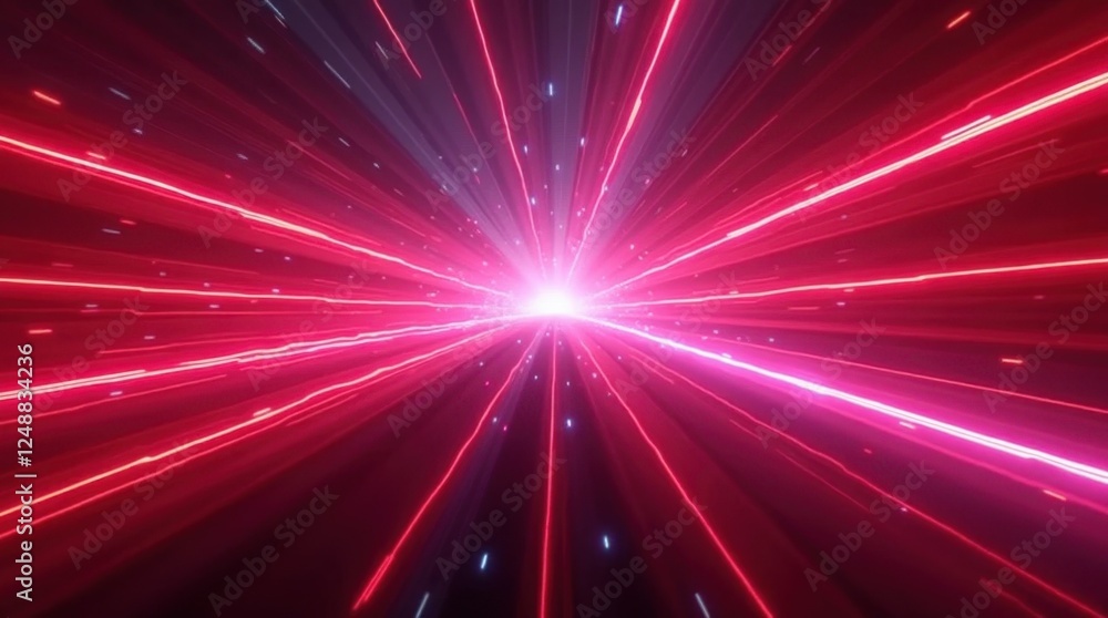 Obraz premium Futuristic Light Speed Effect with Red and Purple Beams