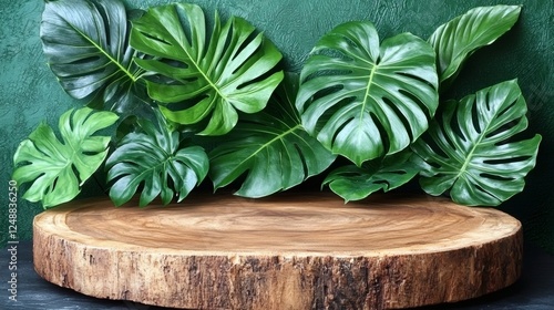 Lush Greenery on a Rustic Wooden Surface photo