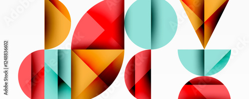 Minimal geometric abstract background. Circle square and triangle design