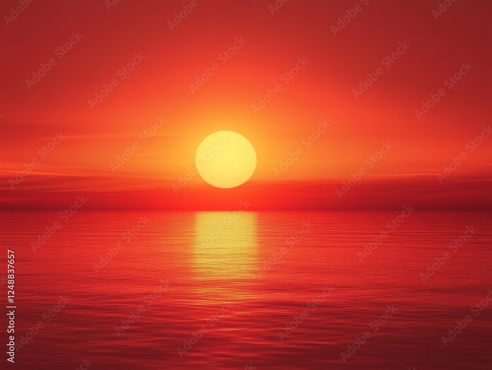 Red sunset ocean horizon sky calmness background design Red sunset ocean horizon sky calmness background design