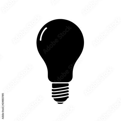 Minimalist black silhouette of a light bulb symbolizing ideas and creativity