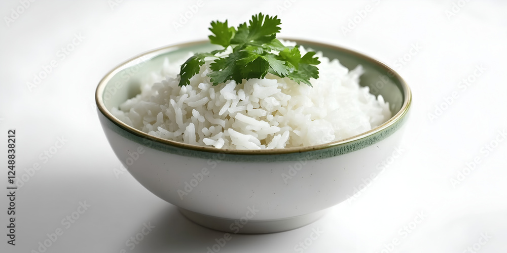 Perfectly Cooked White Rice in a Ceramic Bowl Perfectly Cooked White Rice in a Ceramic Bowl