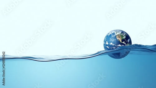 Conceptual Water Wave Forming Earth Globe with Text Space for World Water Day