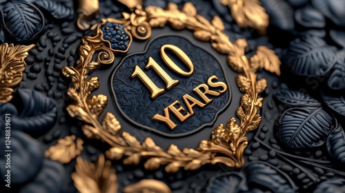 Luxurious Black and Gold Design Celebrating 110 Years. Generative AI