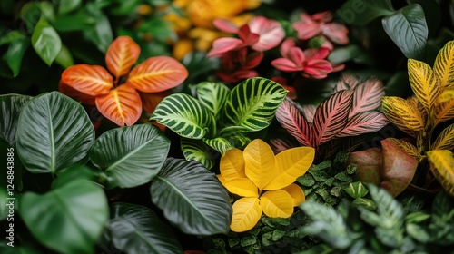 Wallpaper Mural Vibrant tropical foliage, indoor garden, lush greenery, background texture, nature wallpaper Torontodigital.ca