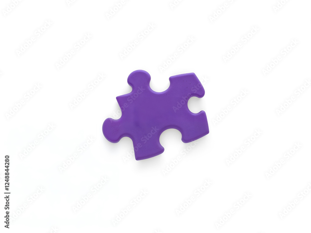 A single purple puzzle piece on a white background, symbolizing problem-solving or teamwork. Generative AI A single purple puzzle piece on a white background, symbolizing problem-solving or teamwork. Generative AI