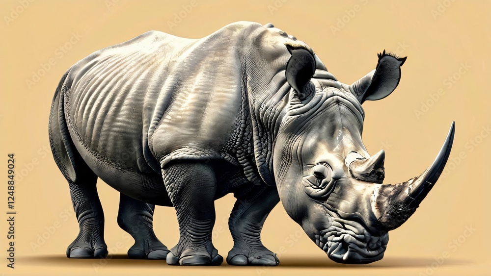 Fototapeta premium Illustration for Save the Rhino Day: Bold and Thoughtful Wildlife Conservation Design