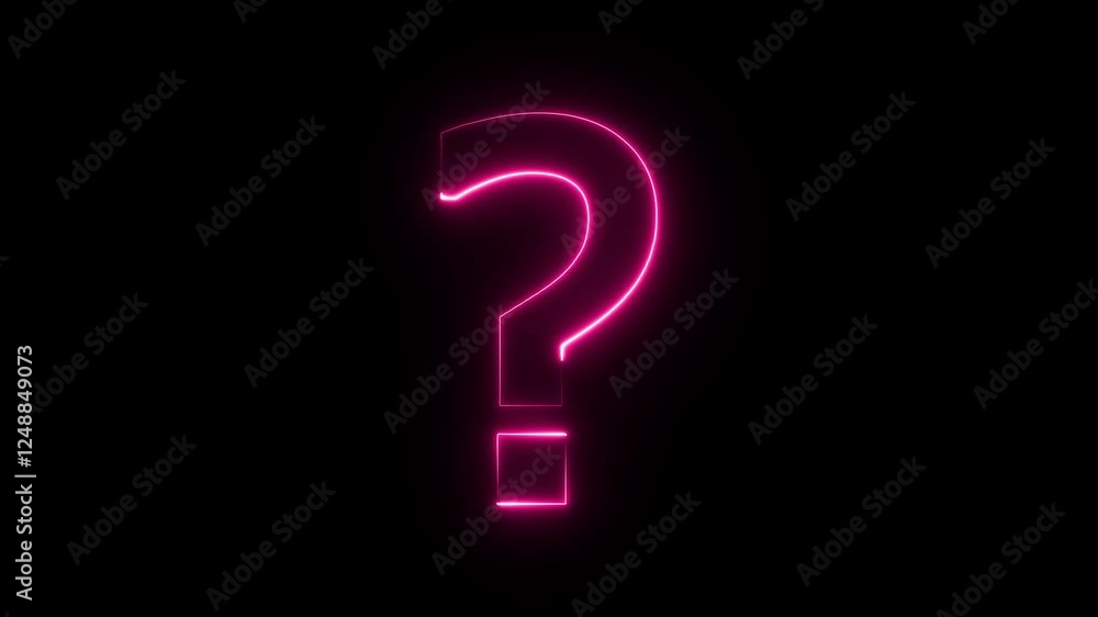 Animation of glowing neon Question mark icon isolated .Asking icon . Animation of glowing neon Question mark icon isolated .Asking icon .