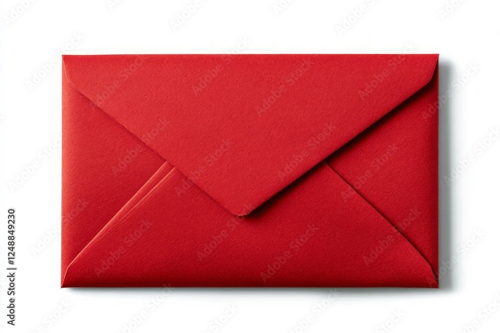 Bright red envelope on white background. Neural network AI generated Bright red envelope on white background. Neural network AI generated