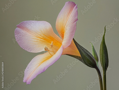 Still life wild flower, realistic photograph, micro, close-up nature image. Delicate flower. 