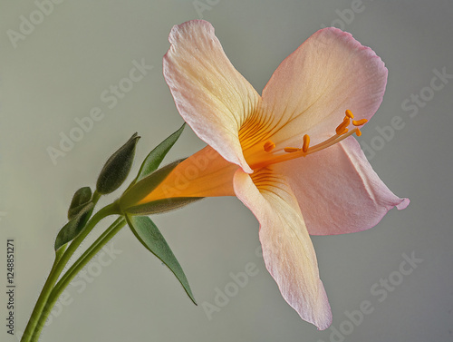 Still life wild flower, realistic photograph, micro, close-up nature image. Delicate flower. 