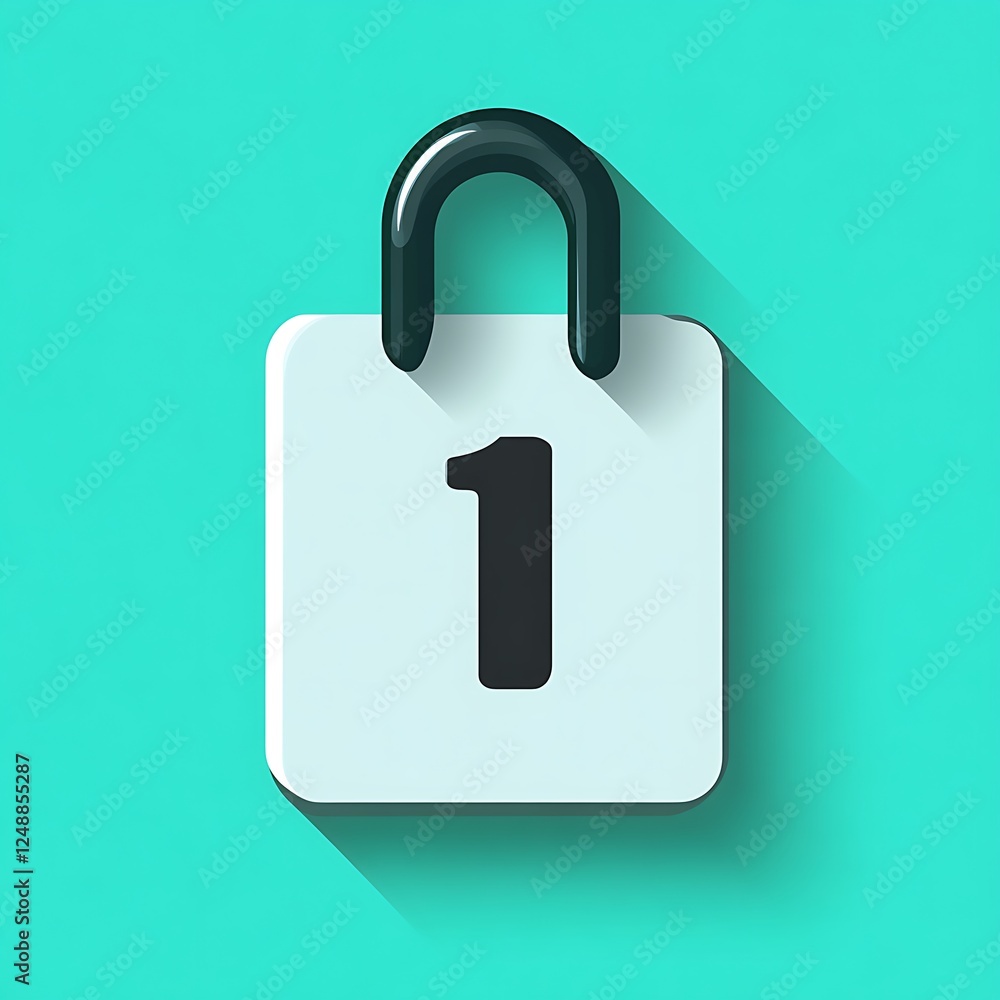 A stylized 3D rendering of a calendar page displaying the number one against turquoise background A stylized 3D rendering of a calendar page displaying the number one against turquoise background