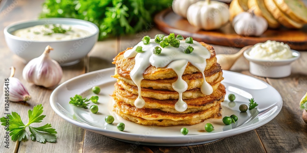Start your day healthy and deliciously with our creamy garlic potato pancakes. Start your day healthy and deliciously with our creamy garlic potato pancakes.