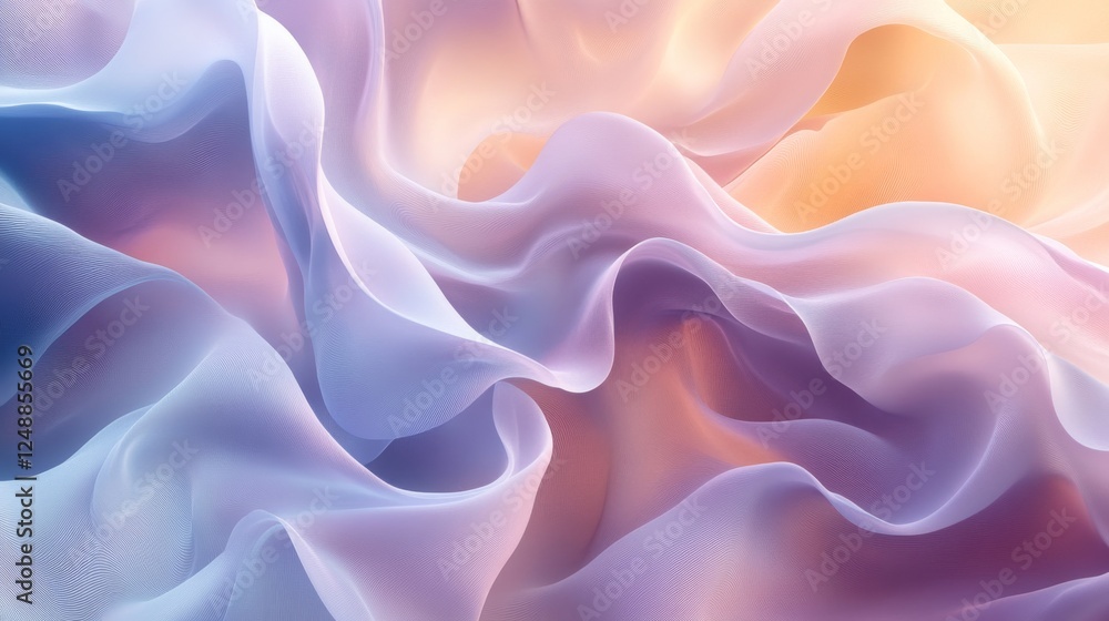Obraz premium Abstract flowing waves of colorful translucent fabric background
