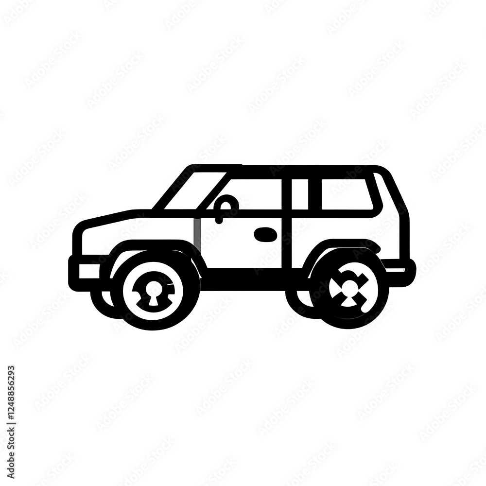 Black and white minimalist car line drawing on plain white background illustration Black and white minimalist car line drawing on plain white background illustration