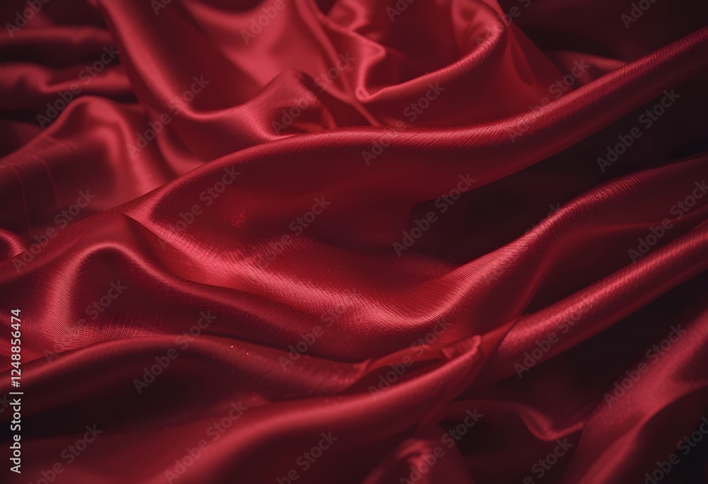 Luxurious Flowing Red Silk Fabric with Deep Folds and Soft Shadows AI Generated Luxurious Flowing Red Silk Fabric with Deep Folds and Soft Shadows AI Generated
