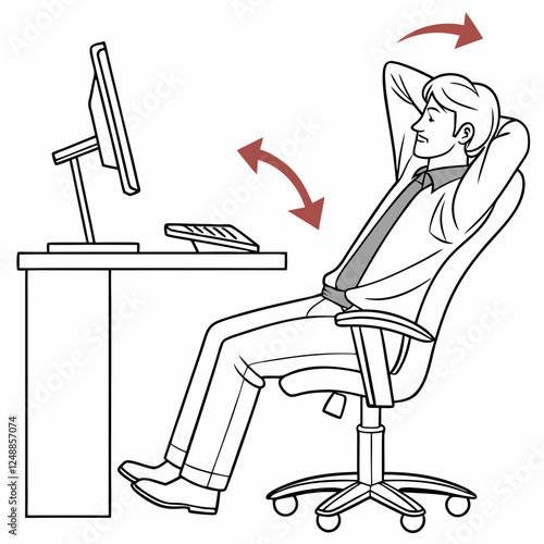 Ergonomic office chair with adjustable armrests vector illustration
