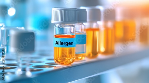 Vials of allergens in a laboratory setting highlighting allergy testing and research photo