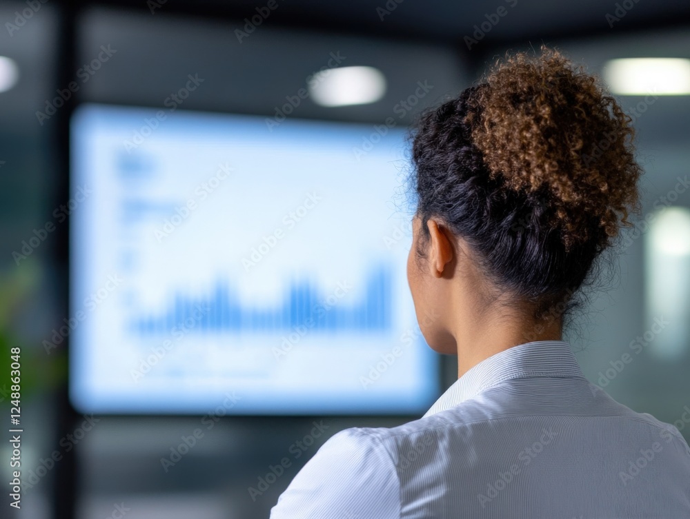 woman analyzing financial chart on screen woman analyzing financial chart on screen