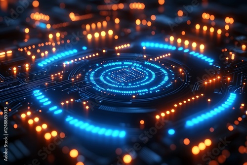 Wallpaper Mural 2d illustration Abstract futuristic electronic circuit technology background
 Torontodigital.ca