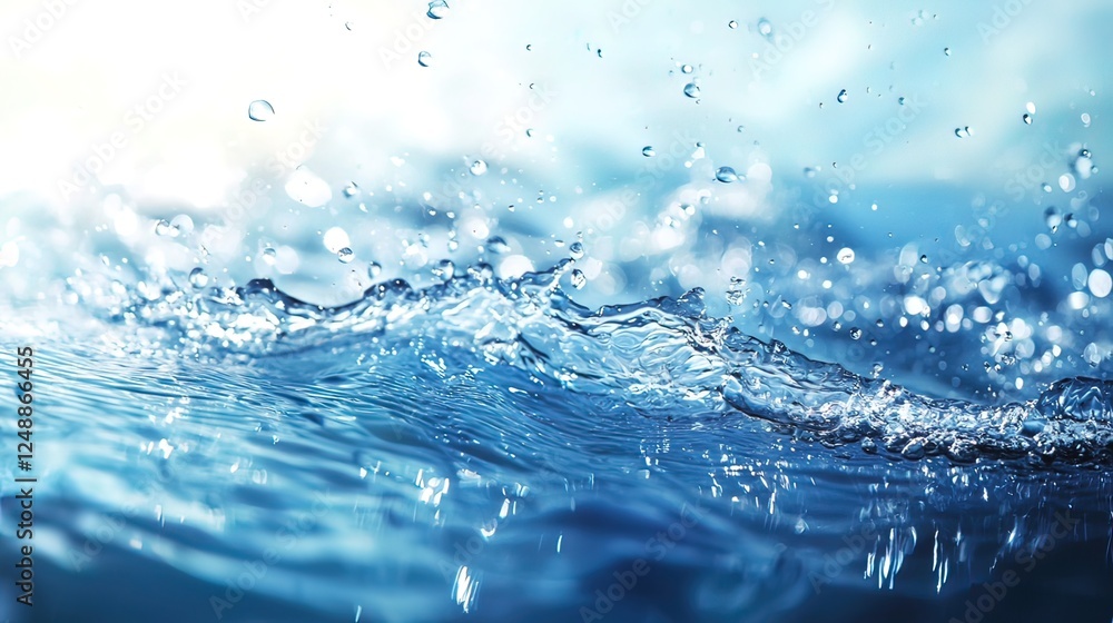 Close-up of water splashing and rippling with sunlight bokeh. Close-up of water splashing and rippling with sunlight bokeh.