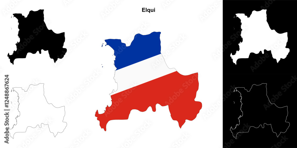 Fototapeta premium Elqui province outline map set