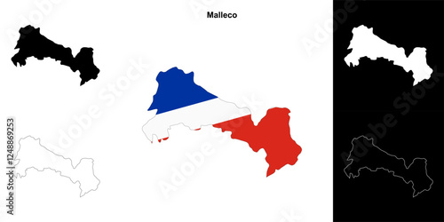 Malleco province outline map set