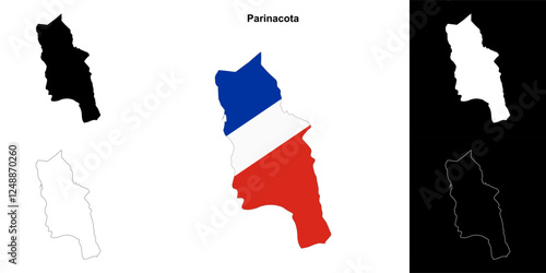 Parinacota province outline map set photo