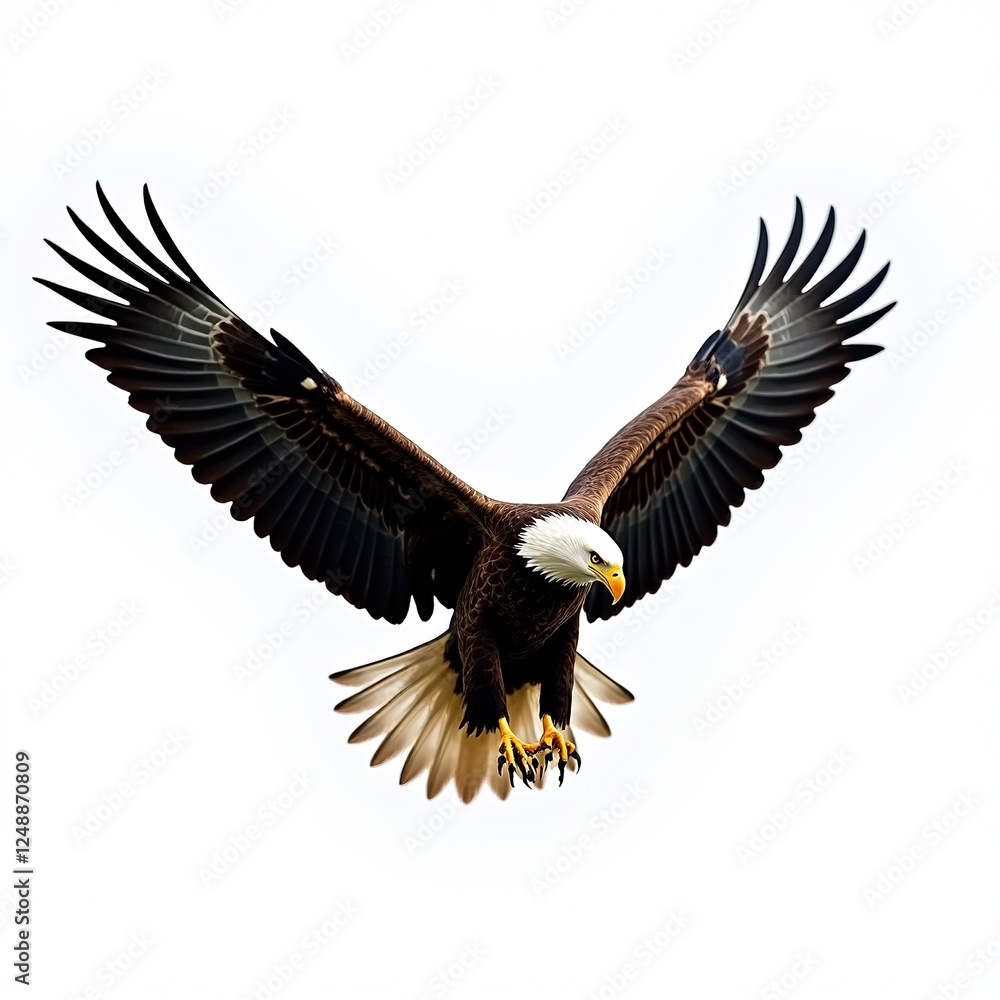 Naklejka premium Majestic Bald Eagle Dive, Powerful Flight