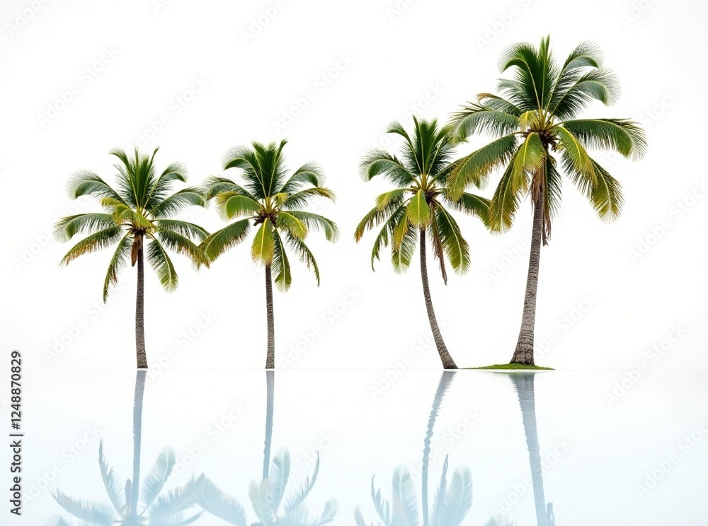 Obraz premium Majestic Coconut Palms Reflected on White