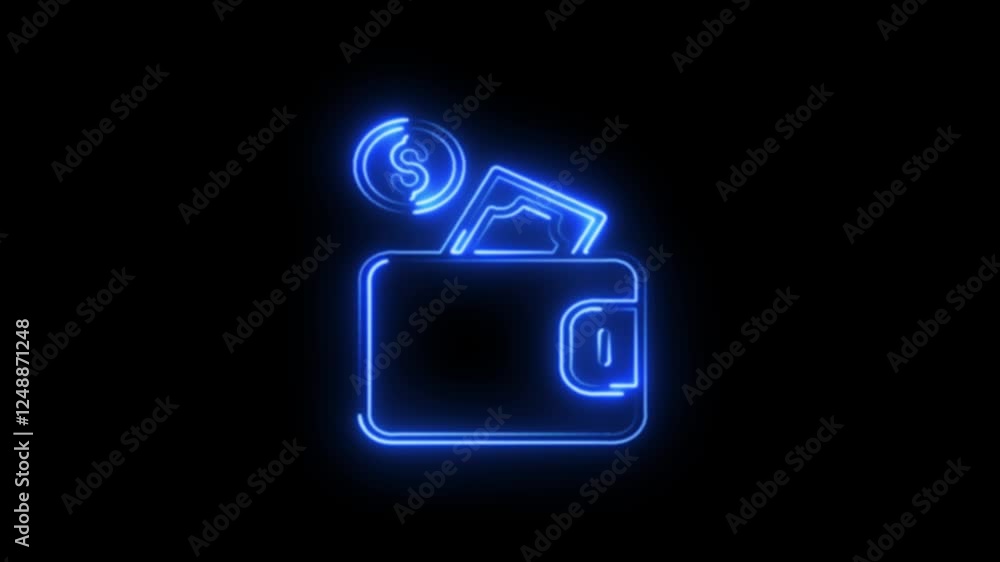 Glowing neon Wallet icon set. Money saving icon . Glowing neon Wallet icon set. Money saving icon .