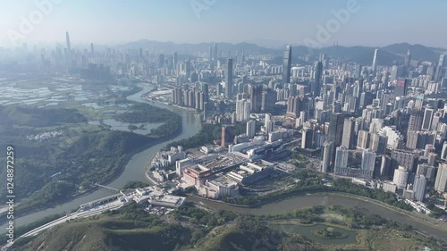 Skyview of Shenzhen Futian Luohu Huaqiang Gangxia District featuring technology innovation and financial hubs like Huaqiang Guomao Showcasing skyscrapers urban landscapes and the success of economic  photo