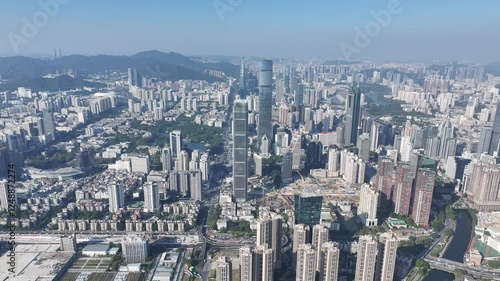 Skyview of Shenzhen Futian Luohu Huaqiang Gangxia District featuring technology innovation and financial hubs like Huaqiang Guomao Showcasing skyscrapers urban landscapes and the success of economic  photo