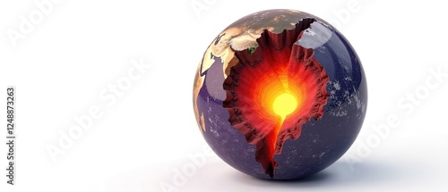 Earth's Interior Structure & Atmosphere Layers - 3D Visualization photo