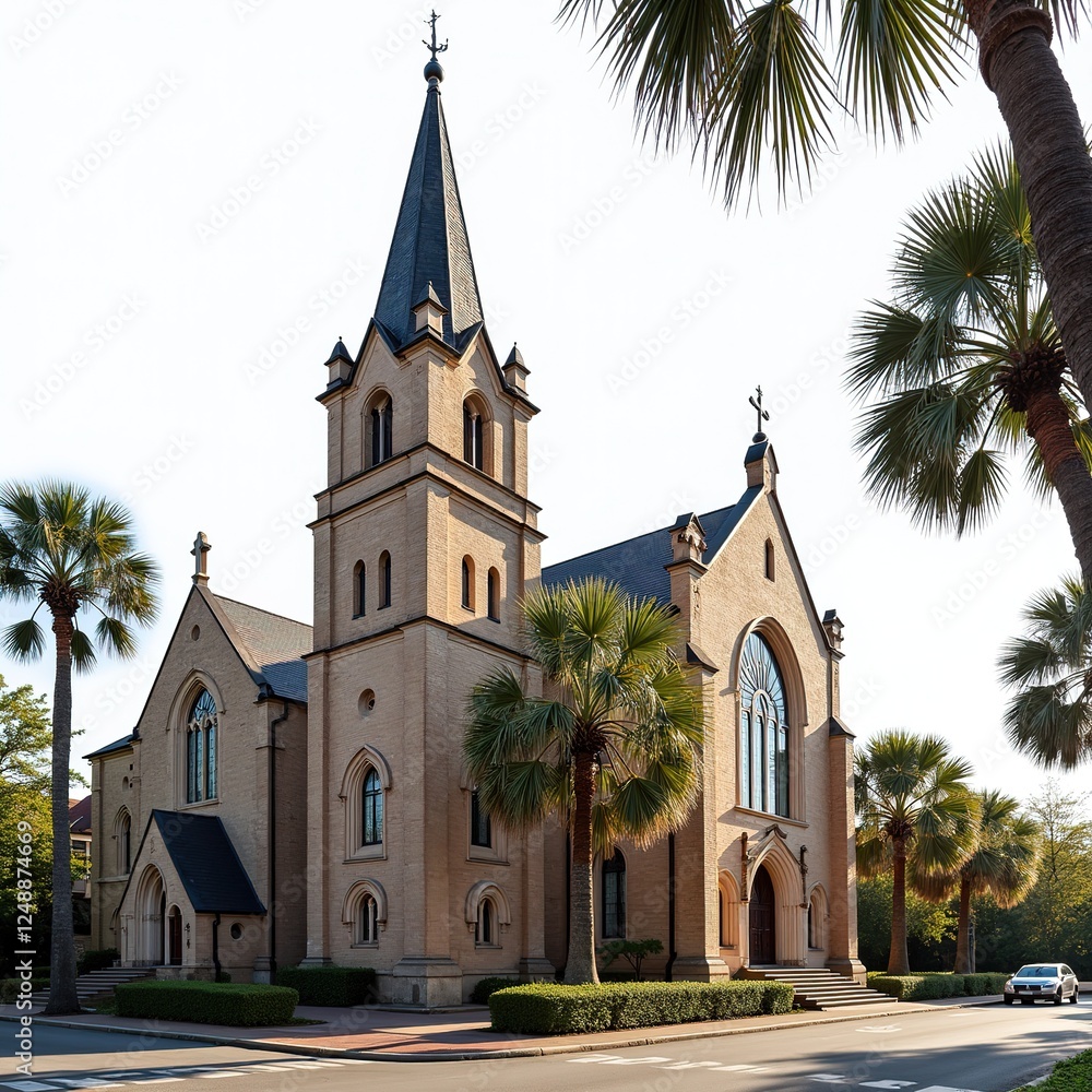 Fototapeta premium Charleston Huguenot Church - Sunlit Elegance