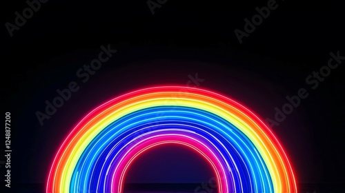 Obraz na płótnie abstract rainbow made of neon lights on a black background. Trendy, lgbt, copy space concept. w salonie