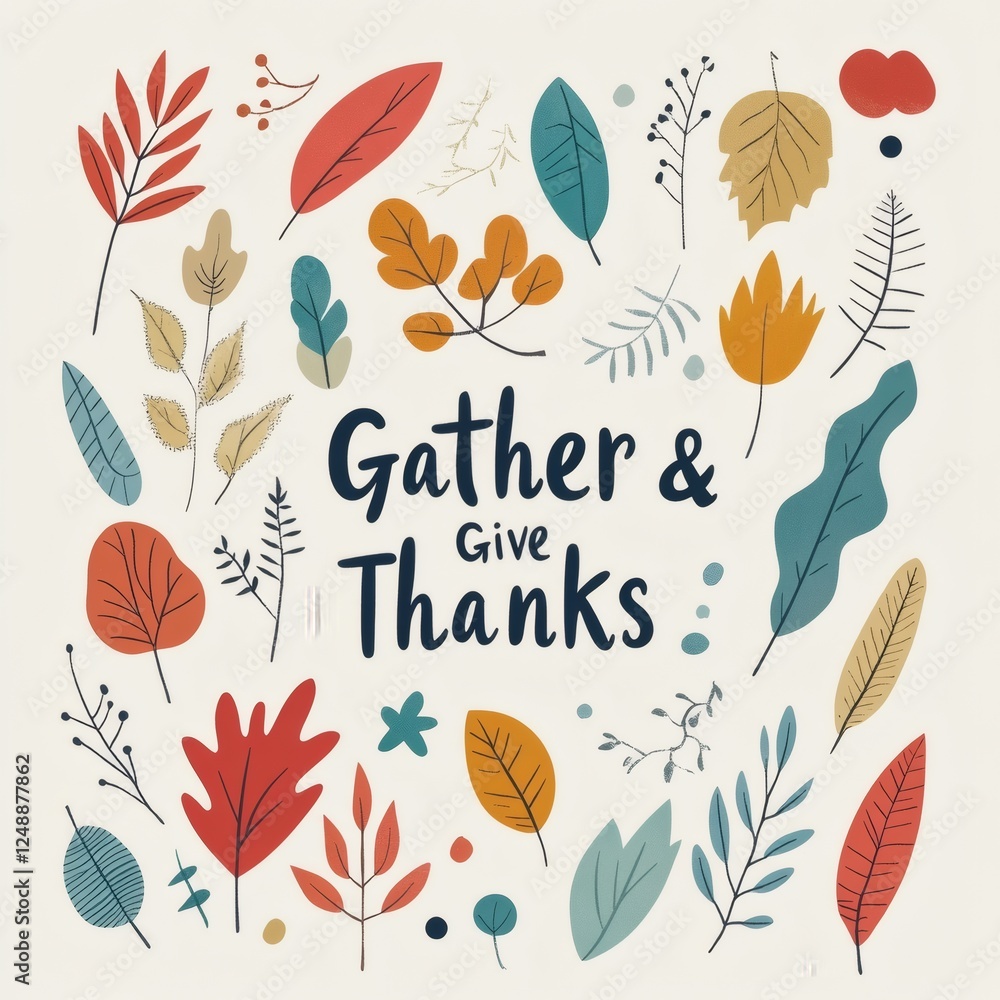 Fototapeta premium Celebrate gratitude with autumn leaves and colorful foliage in a vibrant design for seasonal appreciation