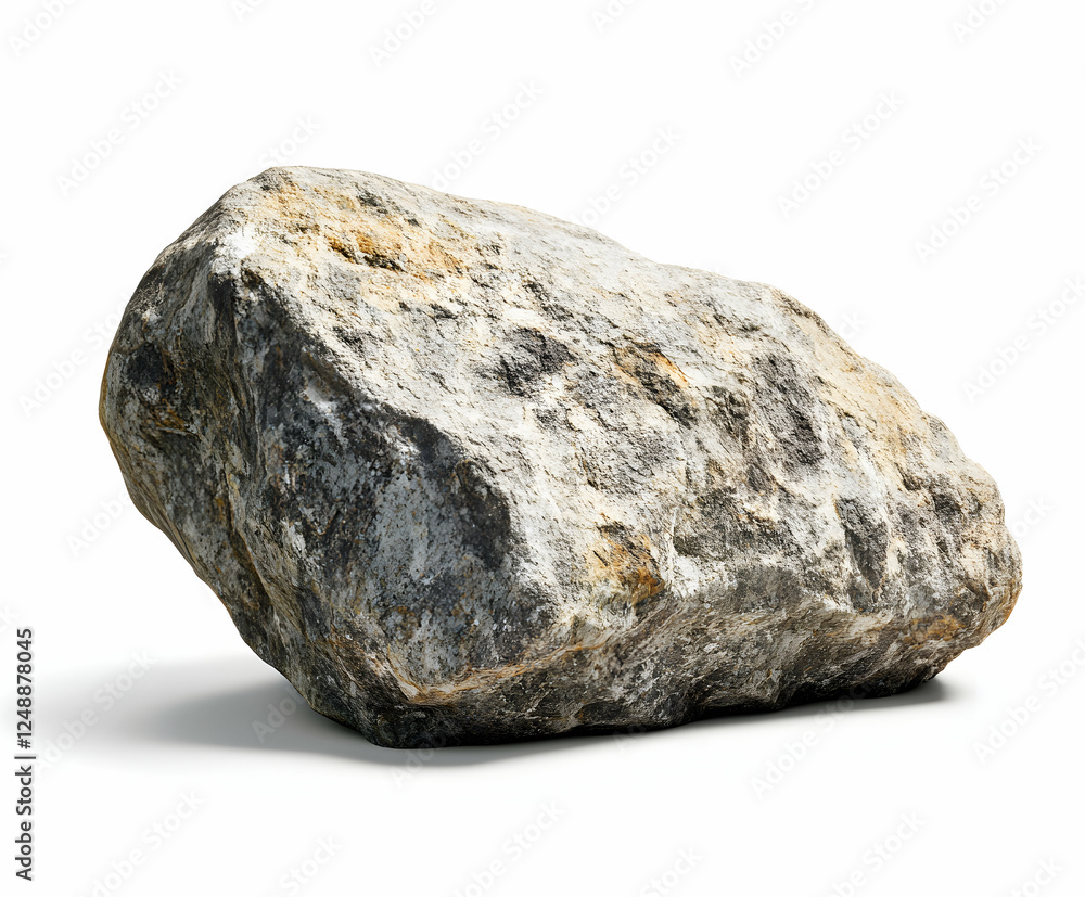 Isolated Rock Formation with Detailed Surface Texture, A Geological Specimen Presenting Natural Markings and Earthy Hues Against a Plain Backdrop Isolated Rock Formation with Detailed Surface Texture, A Geological Specimen Presenting Natural Markings and Earthy Hues Against a Plain Backdrop