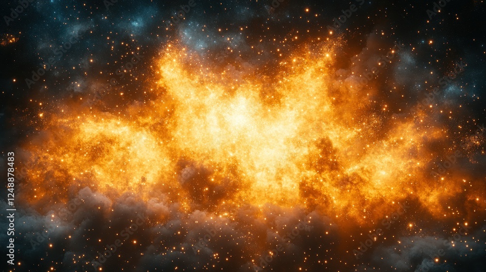 Naklejka premium Cosmic Inferno: A Fiery Nebula in Deep Space