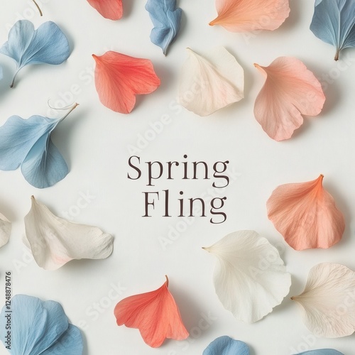 Colorful petals arranged artistically on a light background celebrating spring with spring fling theme