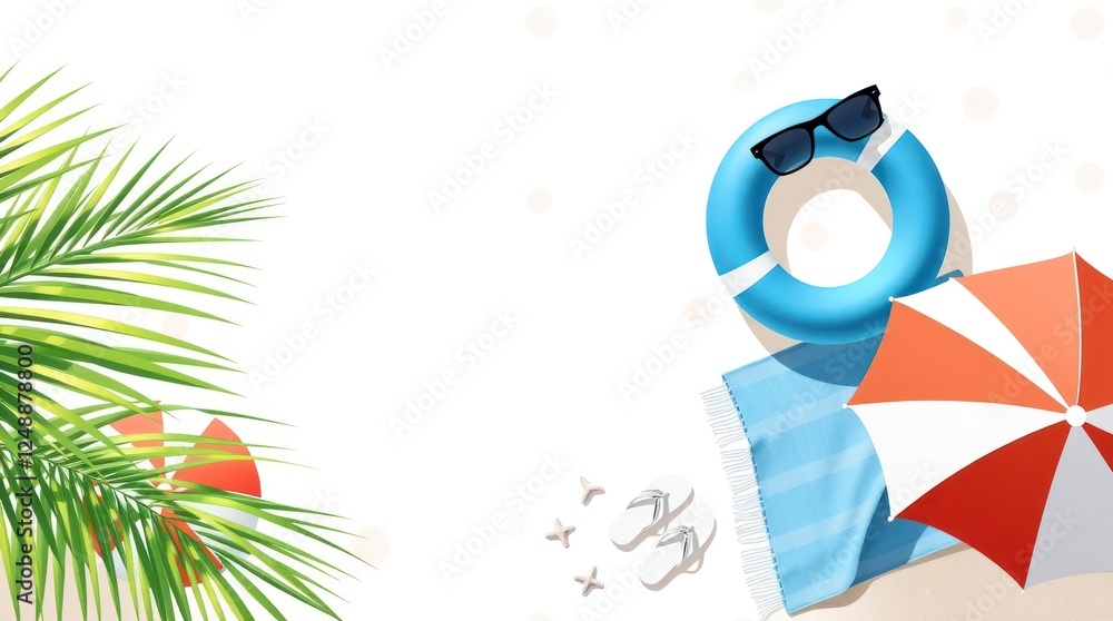 Fototapeta premium Summer Beach Essentials Flatlay Composition