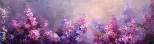 Capturing the essence of lilac blossoms impressionist painting garden enchanted setting dreamy perspective vibrant colors and soft brush strokes