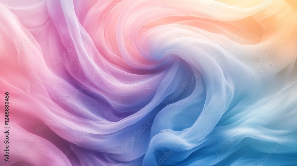 Obraz premium Abstract swirling fabric waves with pastel colored gradient