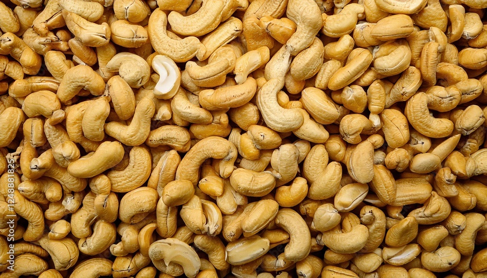 Cashew nuts displayed in a large quantity at a market in the afternoon sun Cashew nuts displayed in a large quantity at a market in the afternoon sun