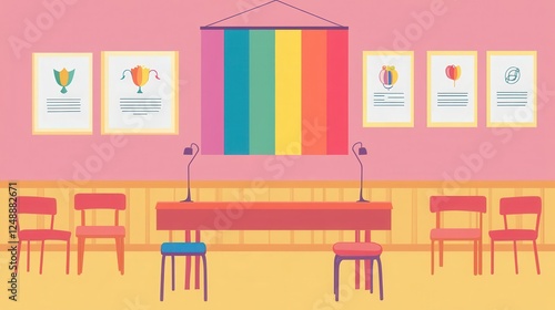 Colorful Meeting Room with Artistic Decor