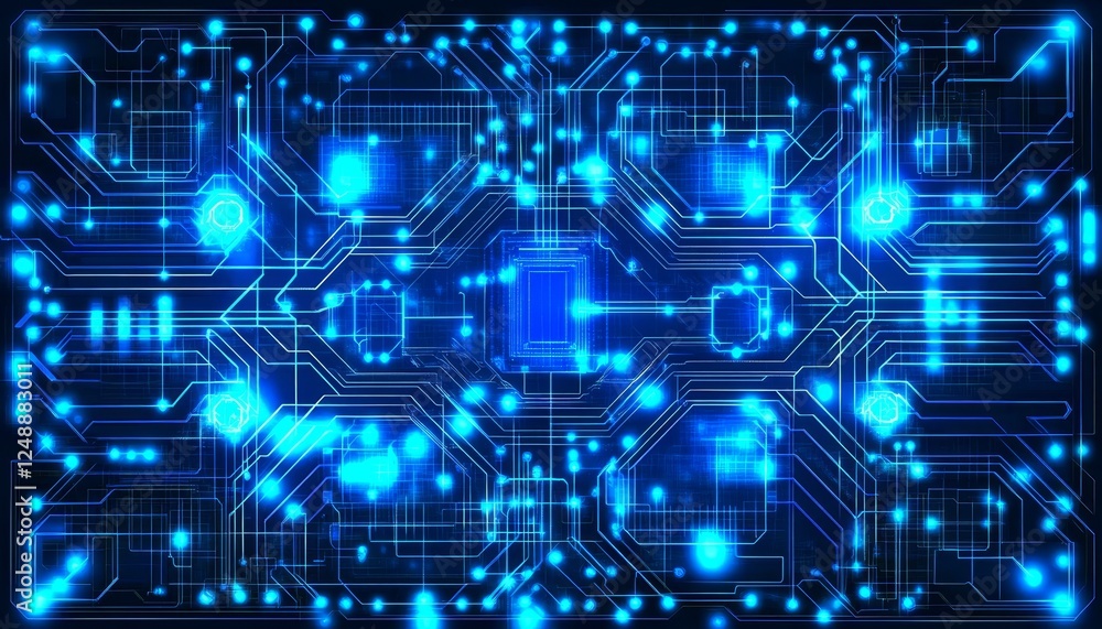 Futuristic Technology Abstract Blue Circuit Board, Digital Data Transfer, Motherboard Background Futuristic Technology Abstract Blue Circuit Board, Digital Data Transfer, Motherboard Background